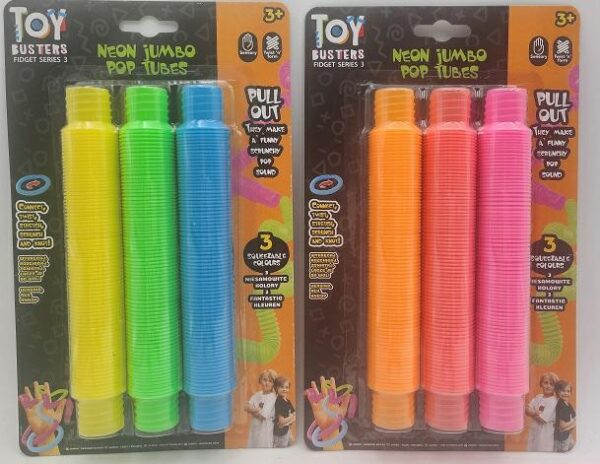 TOY BUSTERS 3PK JUMBO NEON TUBES BLISTER